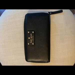 Kate Spade Zipper Wallet, Black Leather